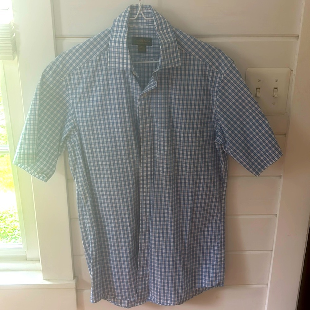 Club Room 14 1/2 regular fit short sleeve shirt blu